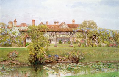 Great Tangley Manor, Surrey, med Lily Pond og overbygd tur av Thomas H. Hunn