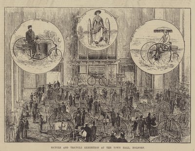 Sykkel- og trehjulsutstilling på Rådhuset, Holborn av Thomas Harrington Wilson