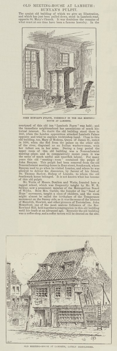 Gammelt møtehus på Lambeth, Bunyans Preikestol av Thomas Harrington Wilson