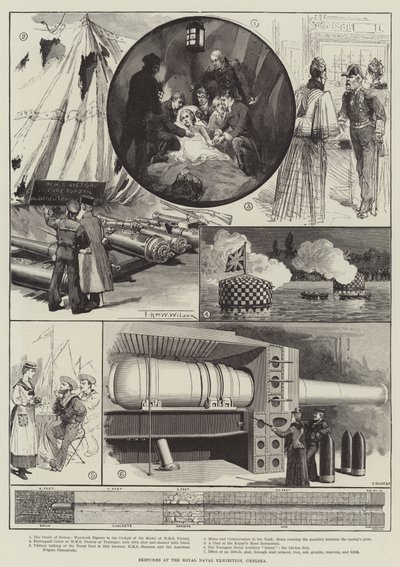 Skisser på Royal Naval Exhibition, Chelsea av Thomas Harrington Wilson