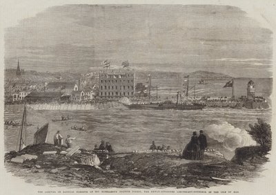 Ankomsten til Douglas Harbor av Hans eksellens Francis Pigott, den nyutnevnte løytnant-guvernøren på Isle of Man av Thomas Harrington Wilson