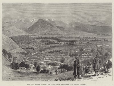 Bala Hissar og byen Cabul, fra den øvre delen av citadellet av Thomas Harrington Wilson