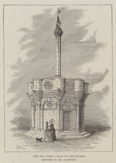Old Town Cross of Edinburgh, restaurert av Mr Gladstone av Thomas Harrington Wilson