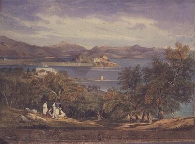 The Citadel of Corfu fra Analipsis (akvarell) av Thomas Hartley Cromek