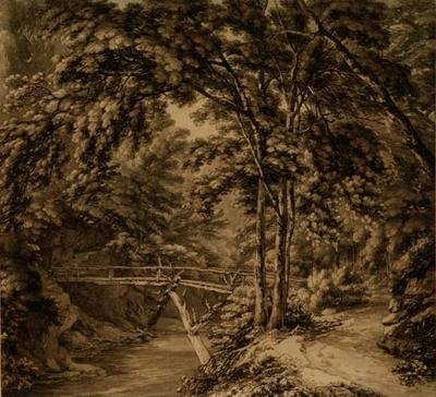 Downton, Herefordshire (penn og blekk med grå vask) av Thomas Hearne