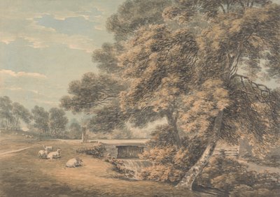 Trærne og elven i parken ved Coleorton Hall, Leicestershire av Thomas Hearne