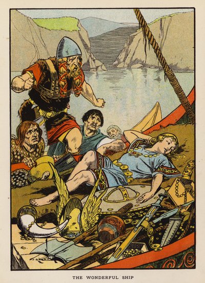 Det fantastiske skipet (fargelitografi) av Thomas Heath Robinson