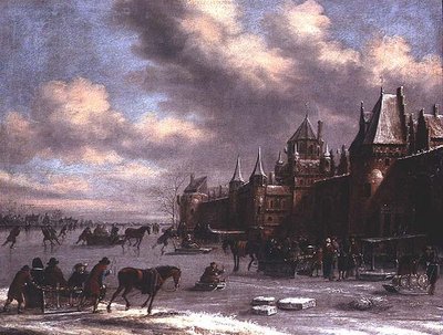 Nederlandsk skøytescene på en elvemunning av Thomas Heeremans