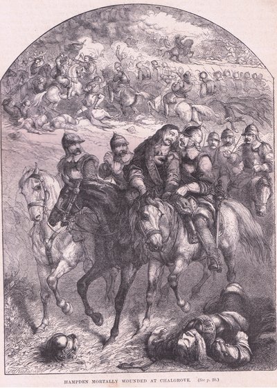 Hampden dødelig såret ved Chalgrove AD 1643 av Thomas Henry Nicholson