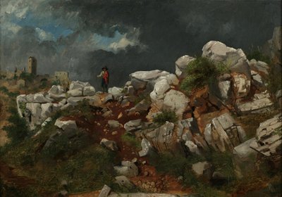Italiensk landskap (olje på papir, montert på komposisjonstavle) av Thomas Hicks