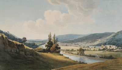 The Vale of Neath, Melincourt til høyre (akvarell og blyant på papir) av Thomas Hornor