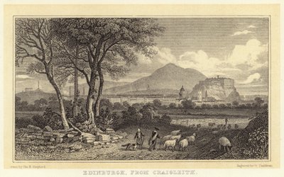 Edinburgh, fra Craigleith (gravering) av Thomas Hosmer (after) Shepherd