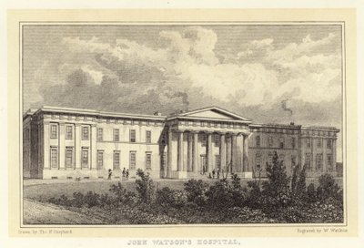 John Watson's Hospital (gravering) av Thomas Hosmer (after) Shepherd