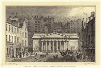 Royal Institution, fra Hanover Street (gravering) av Thomas Hosmer (after) Shepherd