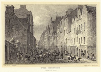 Canongate, ser vestover (gravering) av Thomas Hosmer (after) Shepherd