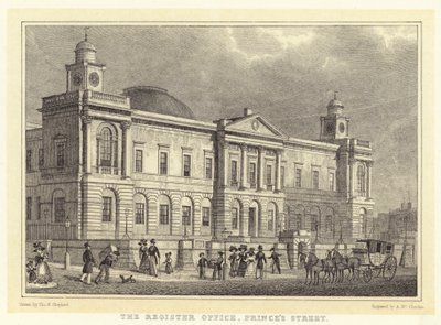 Registerkontoret, Prince's Street (gravering) av Thomas Hosmer (after) Shepherd