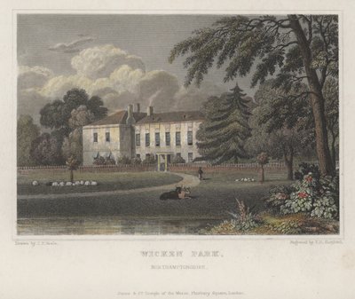 Wicken Park, Northamptonshire (farget gravering) av Thomas Hosmer (after) Shepherd