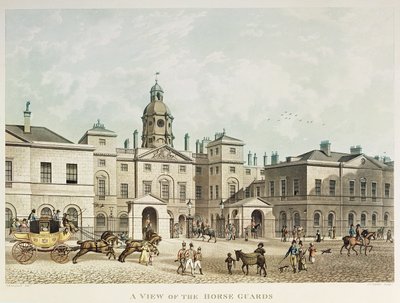 En utsikt over Horse Guards fra Whitehall gravert av J.C Sadler av Thomas Hosmer Shepherd