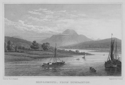 Ben-Lomond, fra Dumbarton (gravering) av Thomas Hosmer Shepherd