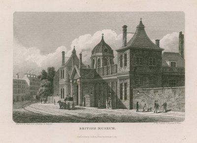 British Museum i Montague House av Thomas Hosmer Shepherd