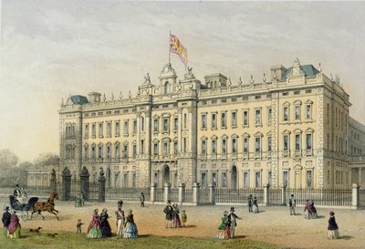 Buckingham Palace, gravert av Bachelier, pub. 1854 av Thomas Hosmer Shepherd