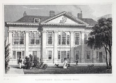 Carpenter's Hall, fra puben 'London and it's Environs in the Nineteenth Century'. Jones und Co., 1827-1829 av Thomas Hosmer Shepherd