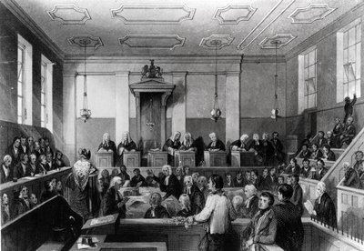 Central Criminal Court, The Old Bailey, gravert av H. Melville av Thomas Hosmer Shepherd