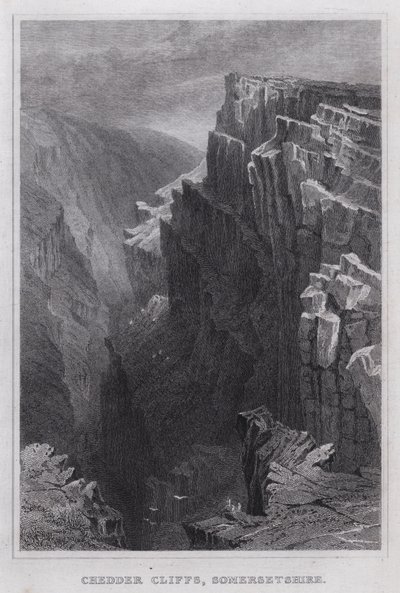 Cheddar Cliffs, Somersetshire (gravering) av Thomas Hosmer Shepherd