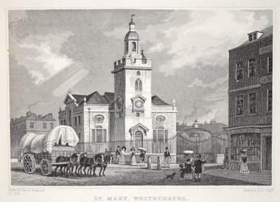Church of St Mary, Whitechapel, fra puben 'London and it's Environs in the Nineteenth Century'. Jones und Co., 1827-1829 av Thomas Hosmer Shepherd