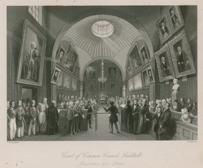Court of Common Council, Guildhall, London; Presentasjon av en begjæring av Thomas Hosmer Shepherd