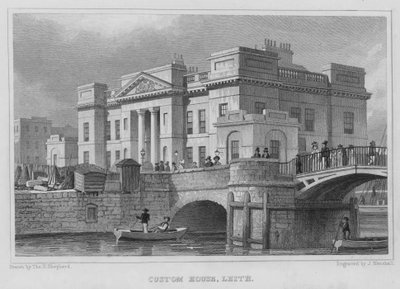 Custom House, Leith (gravering) av Thomas Hosmer Shepherd