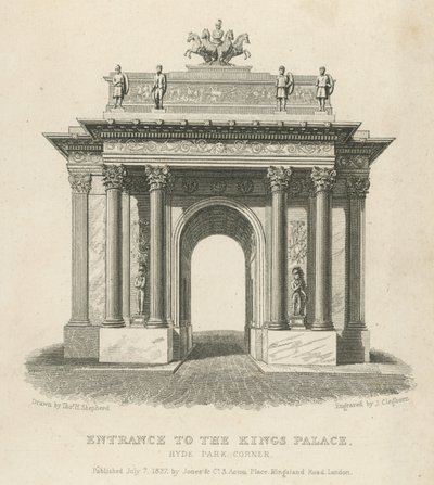 Inngang til Kings Palace, Hyde Park Corner av Thomas Hosmer Shepherd