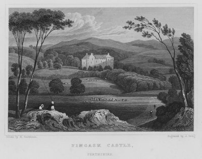Fingask Castle, Perthshire (gravering) av Thomas Hosmer Shepherd