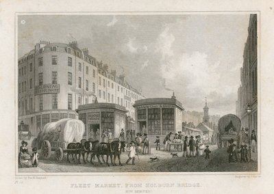 Fleet Market fra Holborn Bridge (nå fjernet) av Thomas Hosmer Shepherd