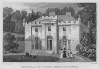 Hermitage of Braid, nær Edinburgh (gravering) av Thomas Hosmer Shepherd