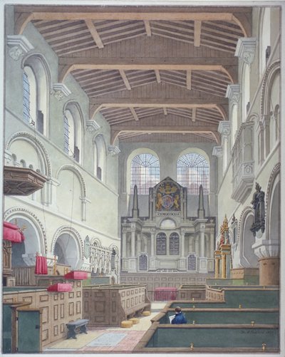 Innvendig utsikt over Church of St Bartholomew-the-Great, Smithfield, City of London, 1821. av Thomas Hosmer Shepherd
