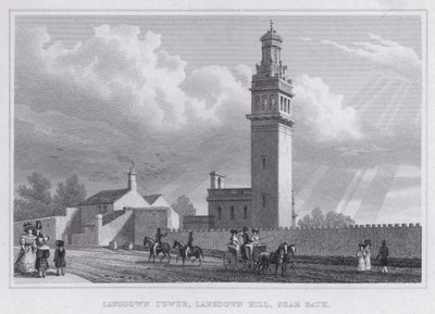 Lansdown Tower, Lansdown Hill, nær Bath (gravering) av Thomas Hosmer Shepherd
