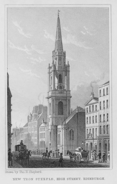 New Tron Steeple, High Street, Edinburgh (gravering) av Thomas Hosmer Shepherd