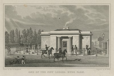 En av de nye hyttene, Hyde Park, London av Thomas Hosmer Shepherd