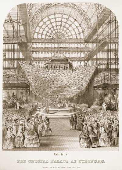 Åpning av Crystal Palace i Sydenham av dronning Victoria 10. juni 1854 av Thomas Hosmer Shepherd