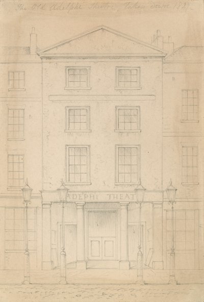 Original blyantskisse av Adelphi Theatre, London, av Thomas H Shepherd av Thomas Hosmer Shepherd