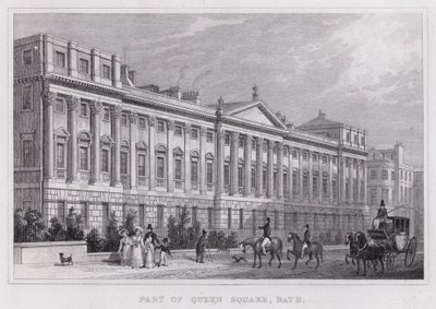 En del av Queen Square, Bath (gravering) av Thomas Hosmer Shepherd