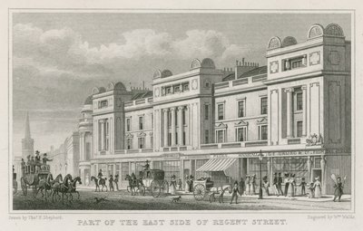 En del av østsiden av Regent Street, London av Thomas Hosmer Shepherd