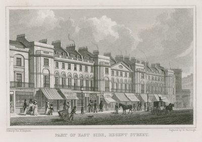 En del av østsiden av Regent Street, London av Thomas Hosmer Shepherd