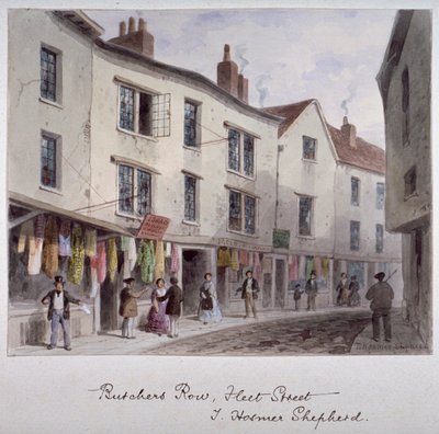 Sannsynligvis en utsikt over Holywell Street, Westminster, London, c1850 av Thomas Hosmer Shepherd