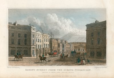 Regent Street fra Circus Piccadilly, London av Thomas Hosmer Shepherd