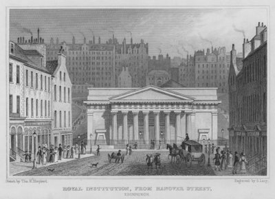 Royal Institution, fra Hanover Street, Edinburgh (gravering) av Thomas Hosmer Shepherd