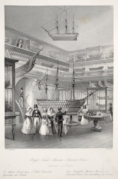 Royal Naval Museum, Somerset House, fra puben 'London Interiors with their Costumes and Ceremonies'. Joseph Mead, London, ca. 1843 (stålgravering) av Thomas Hosmer Shepherd