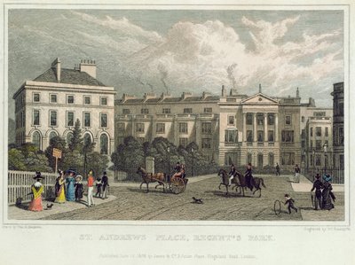 St. Andrews Place, Regents Park, 1828 (fargegravering) av Thomas Hosmer Shepherd