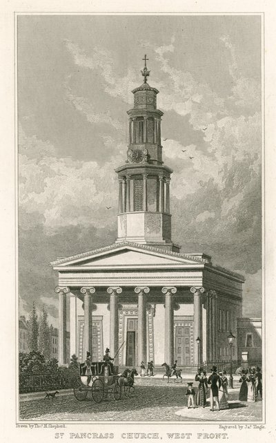 St Pancras Church, vestfronten av Thomas Hosmer Shepherd